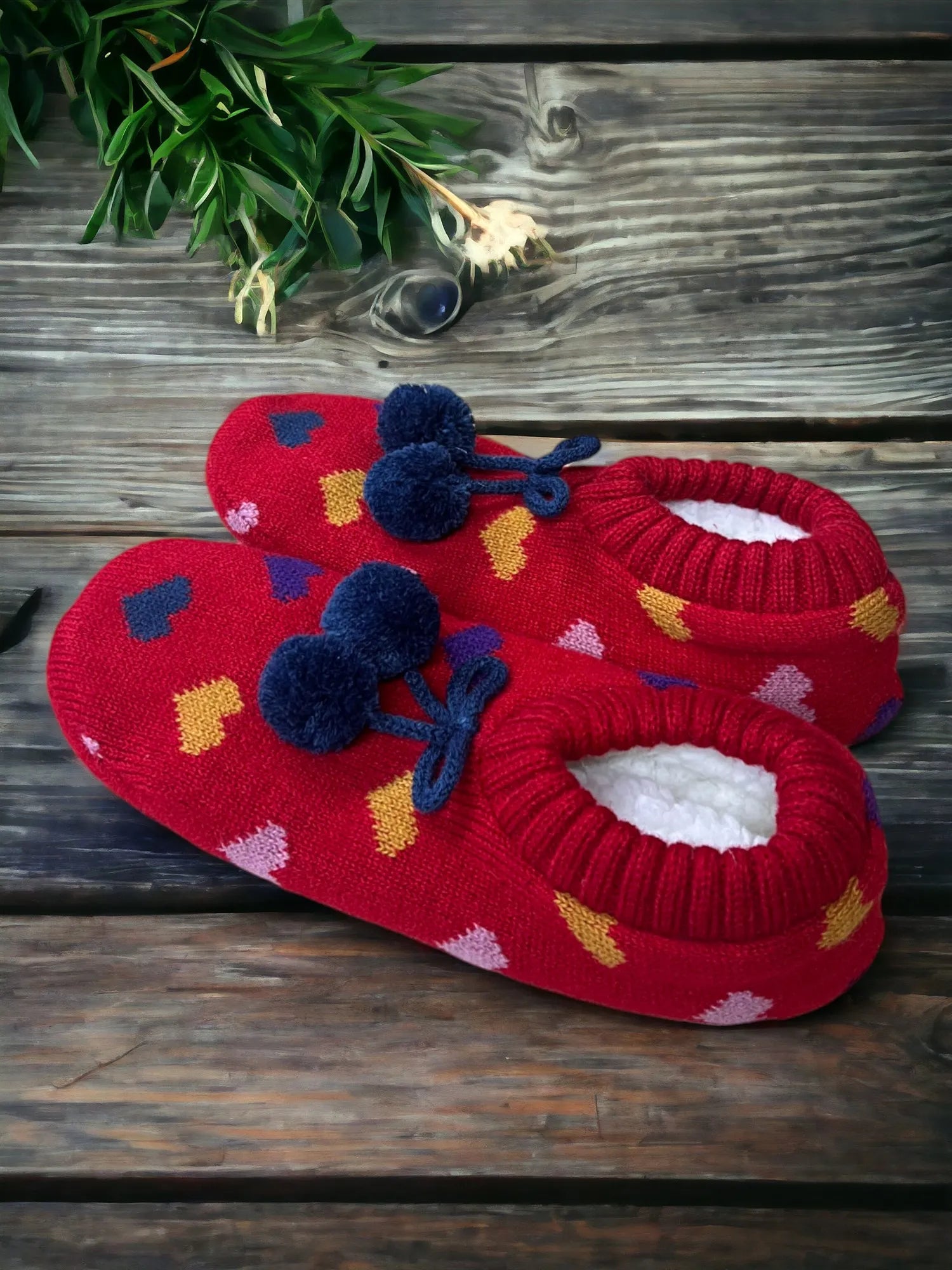 Happy Hearts Red Super Cosy Slipper Socks