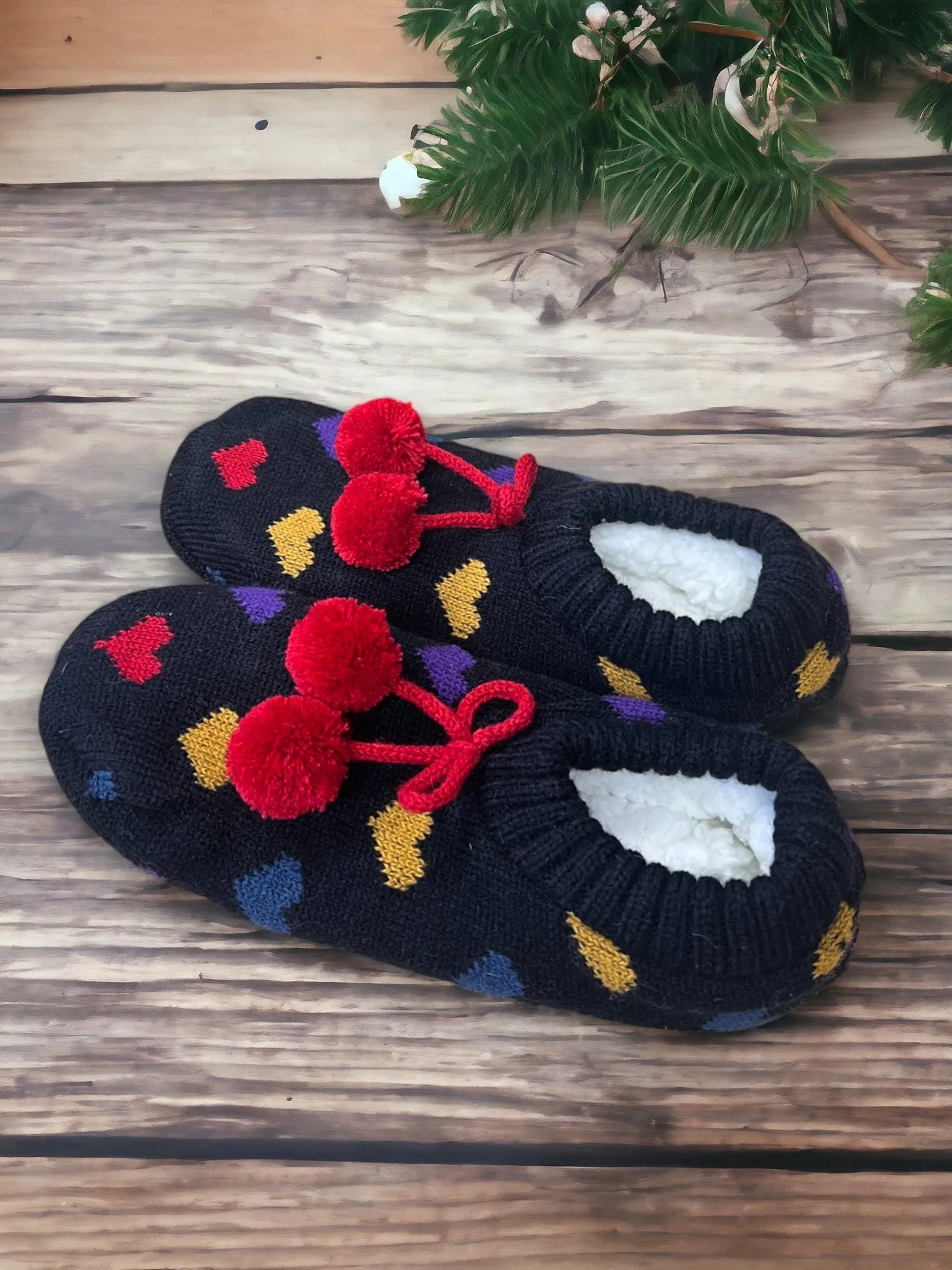 Happy Hearts Black Super Cosy Slipper Socks