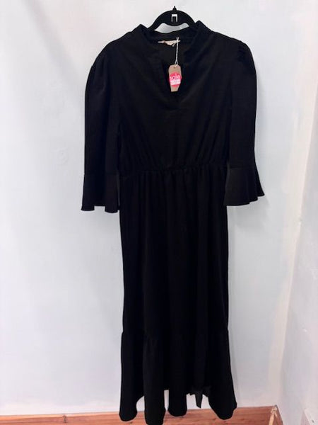 Black cord tiered dress - medium