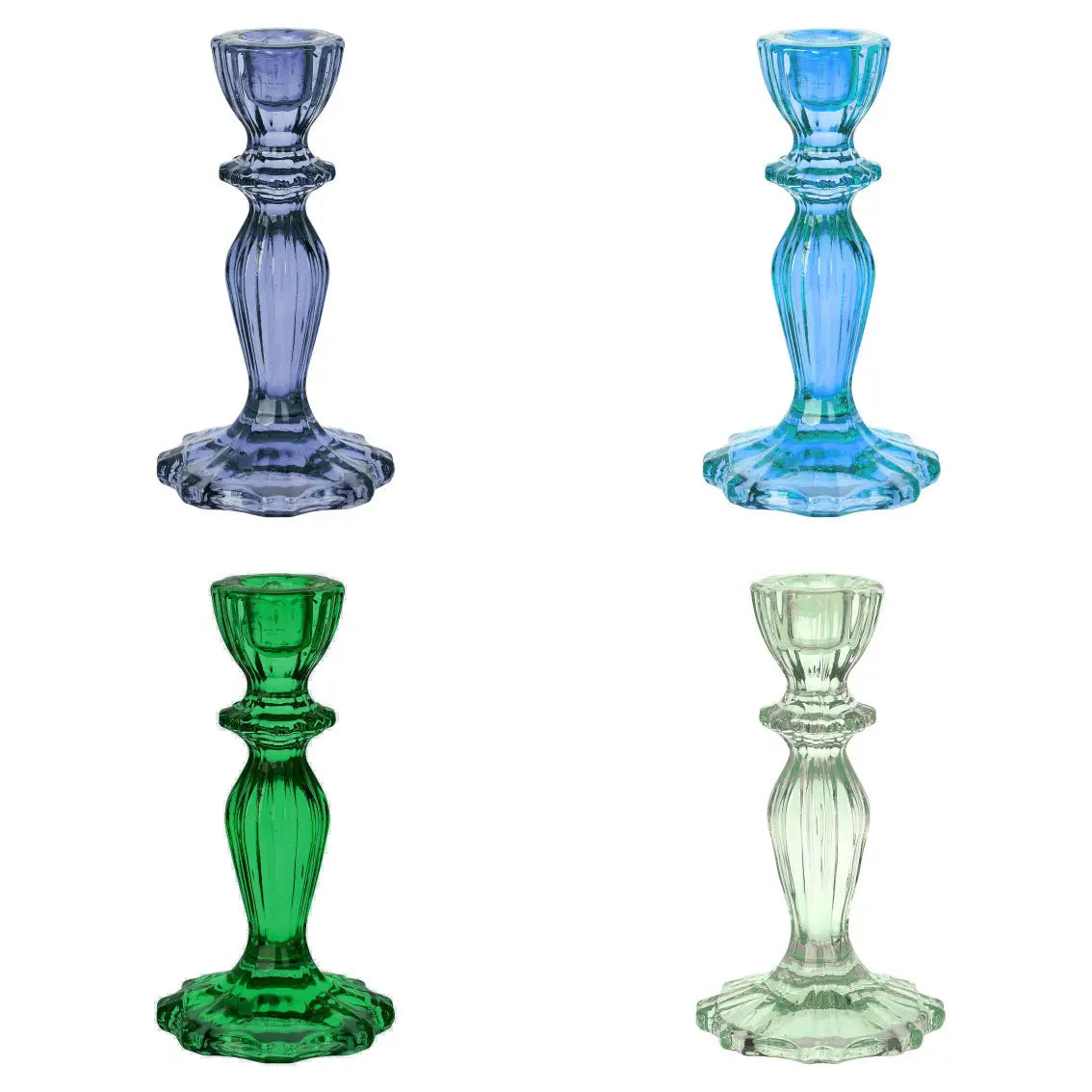 Glass Candle Holders Cool Colours x 4