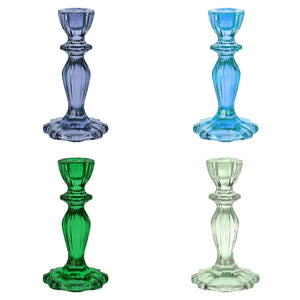 Glass Candle Holders Cool Colours x 4