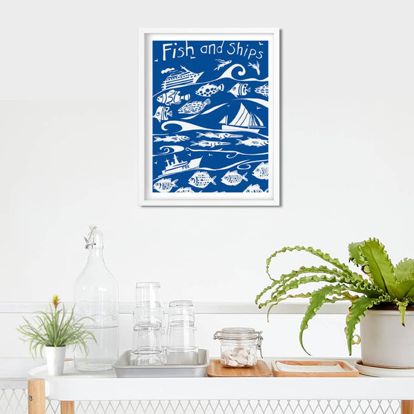 Fish and Ships Art Print by Port and Lemon: Unframed