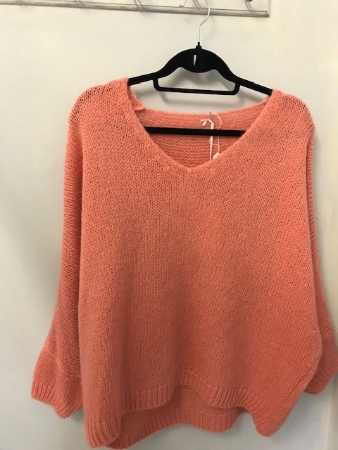 Italian One Size Mohair blend Salmon pink jumper