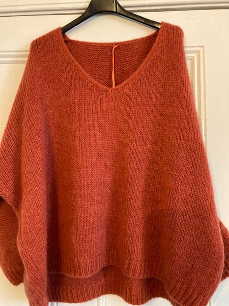 Italian One Size Mohair blend Rust jumper